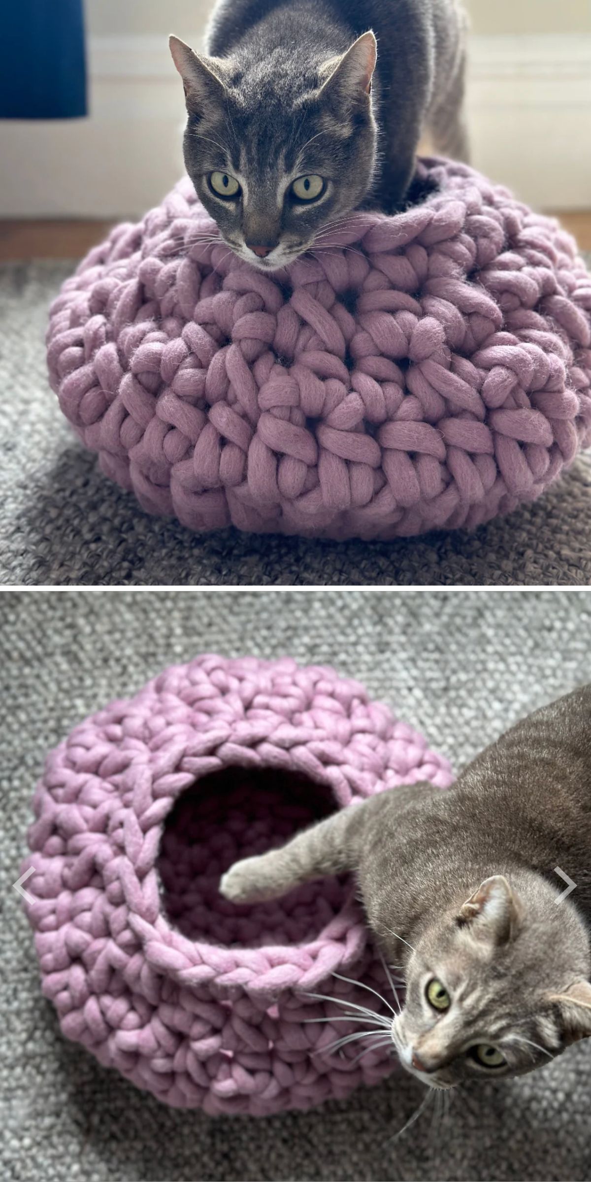 a cozy crochet cat cave