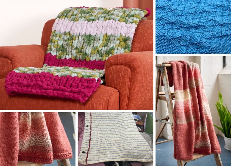 a collection of modern knitted blankets