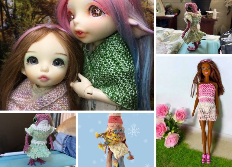 dolls wearing beautiful knitted clothes