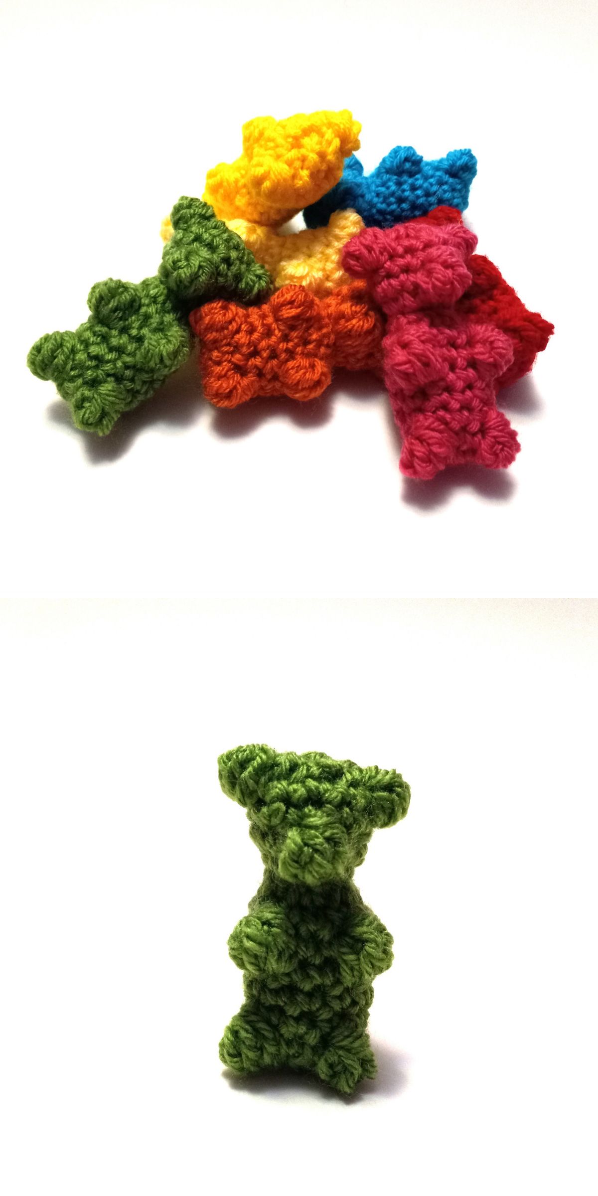a collection of tiny crochet jelly bears