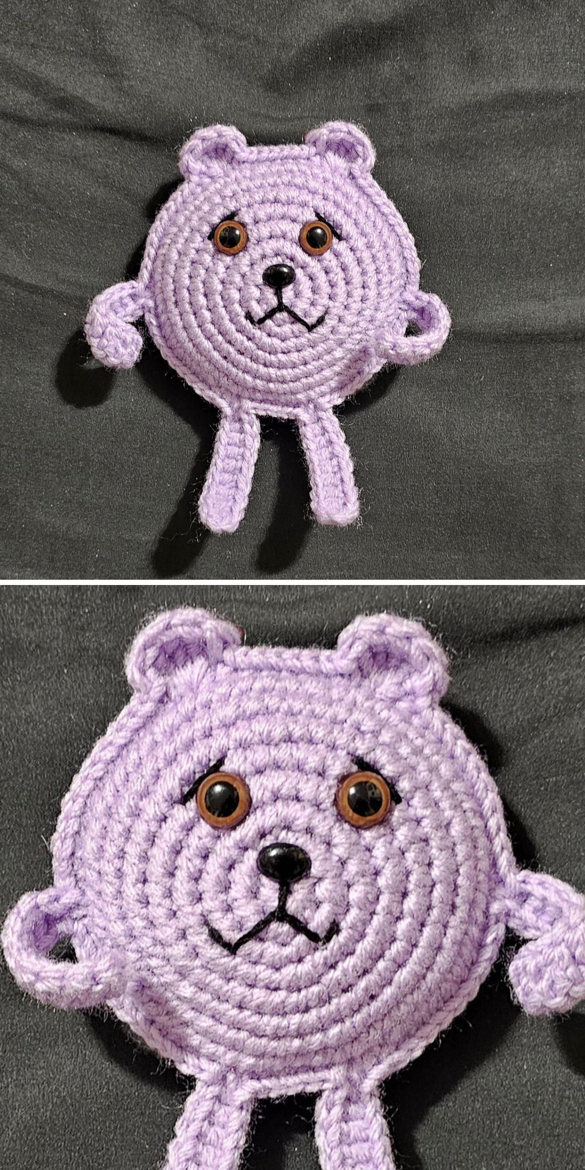 a crochet bear shaped like a circle