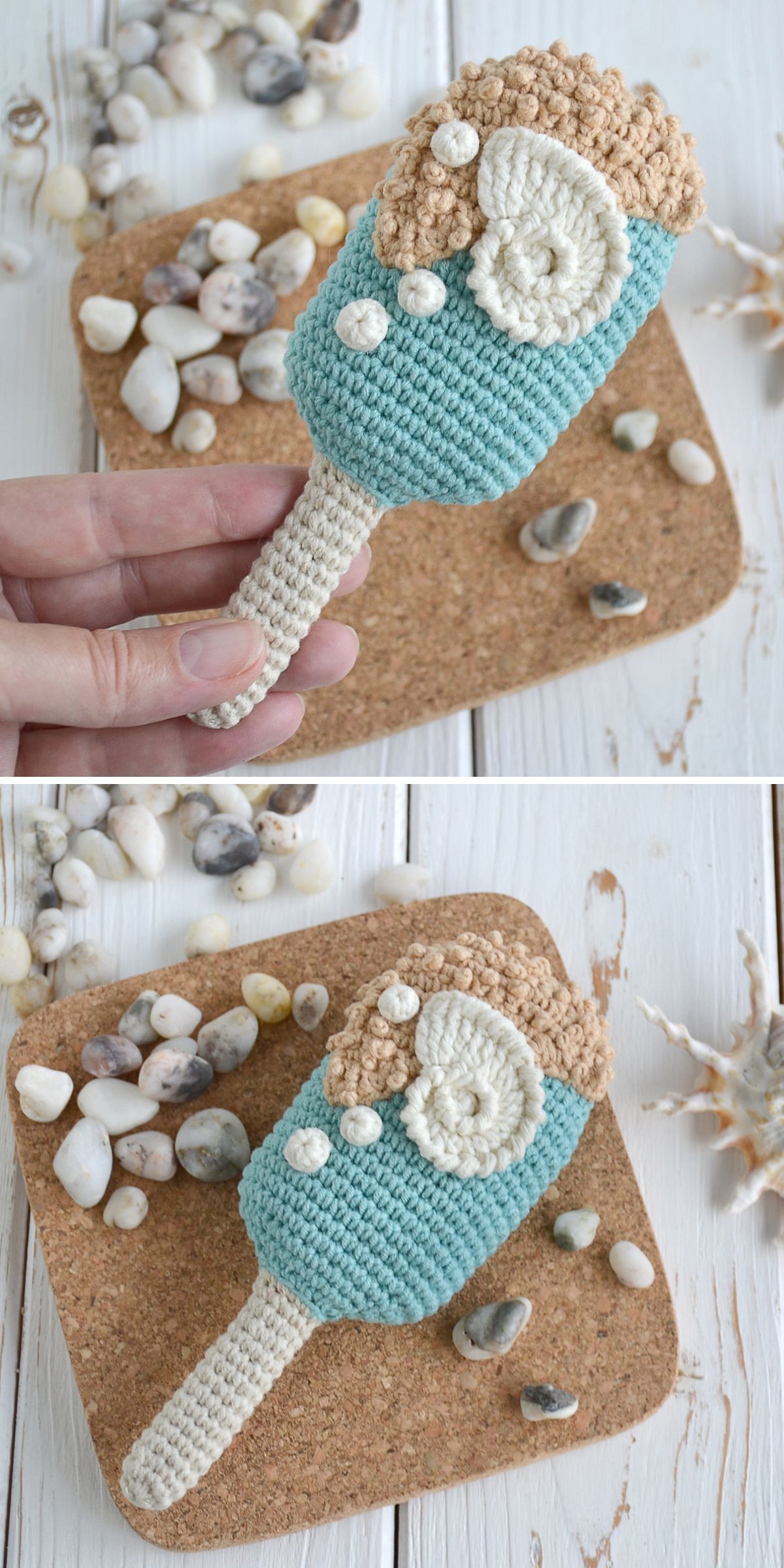 a crochet ice cream amigurumi