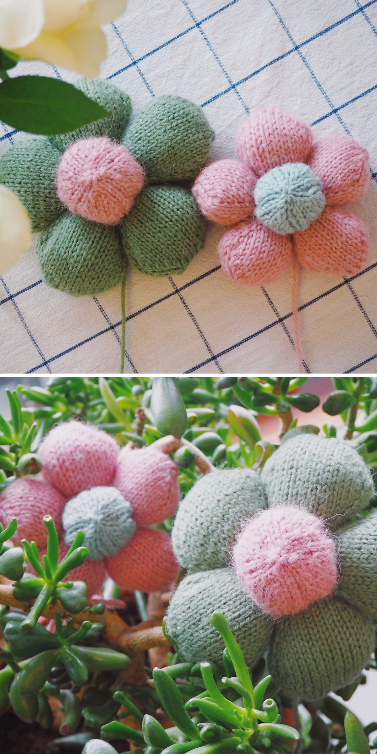 chunky knit flower appliques