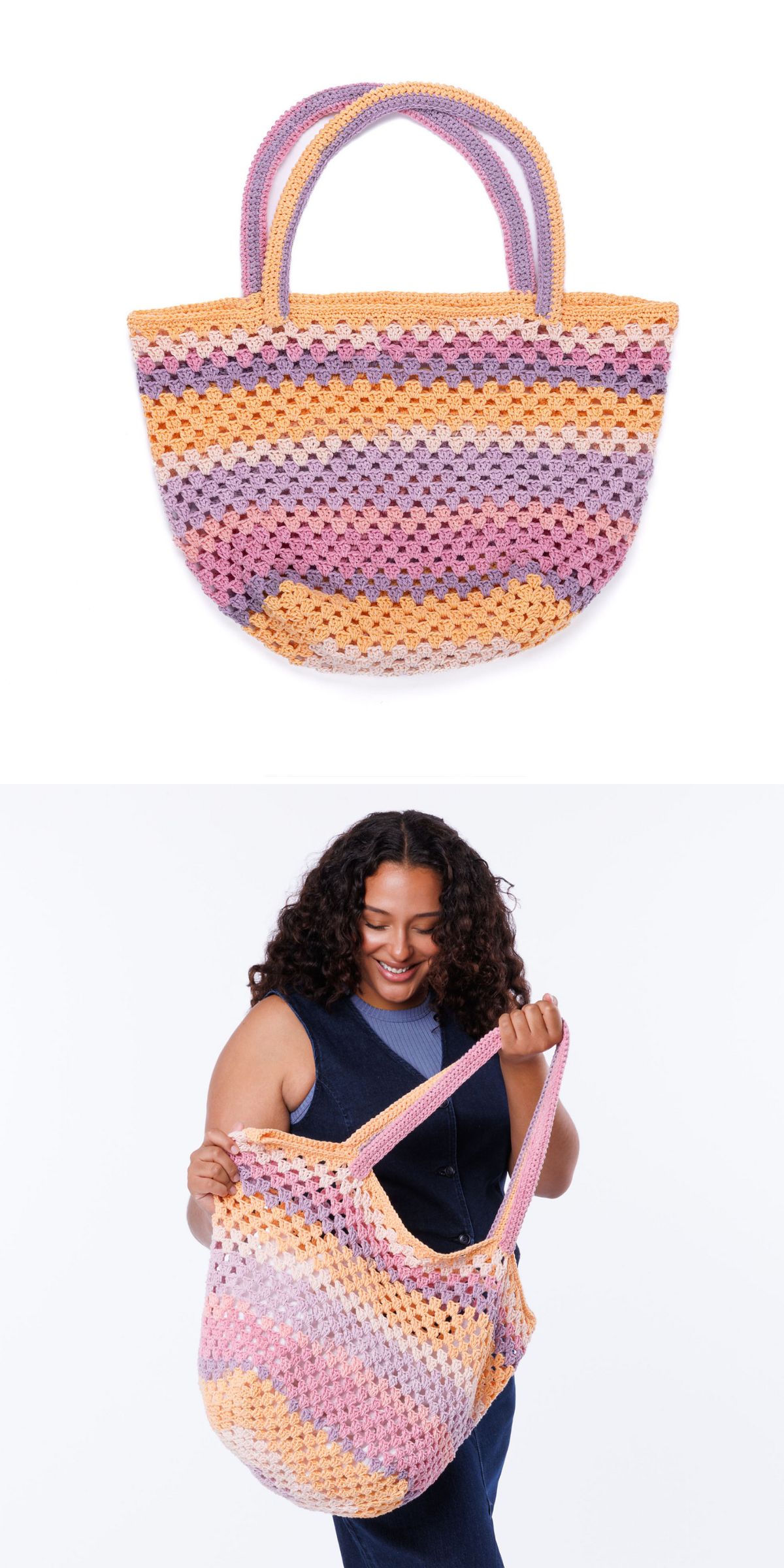 a classic tote-style crochet bag 