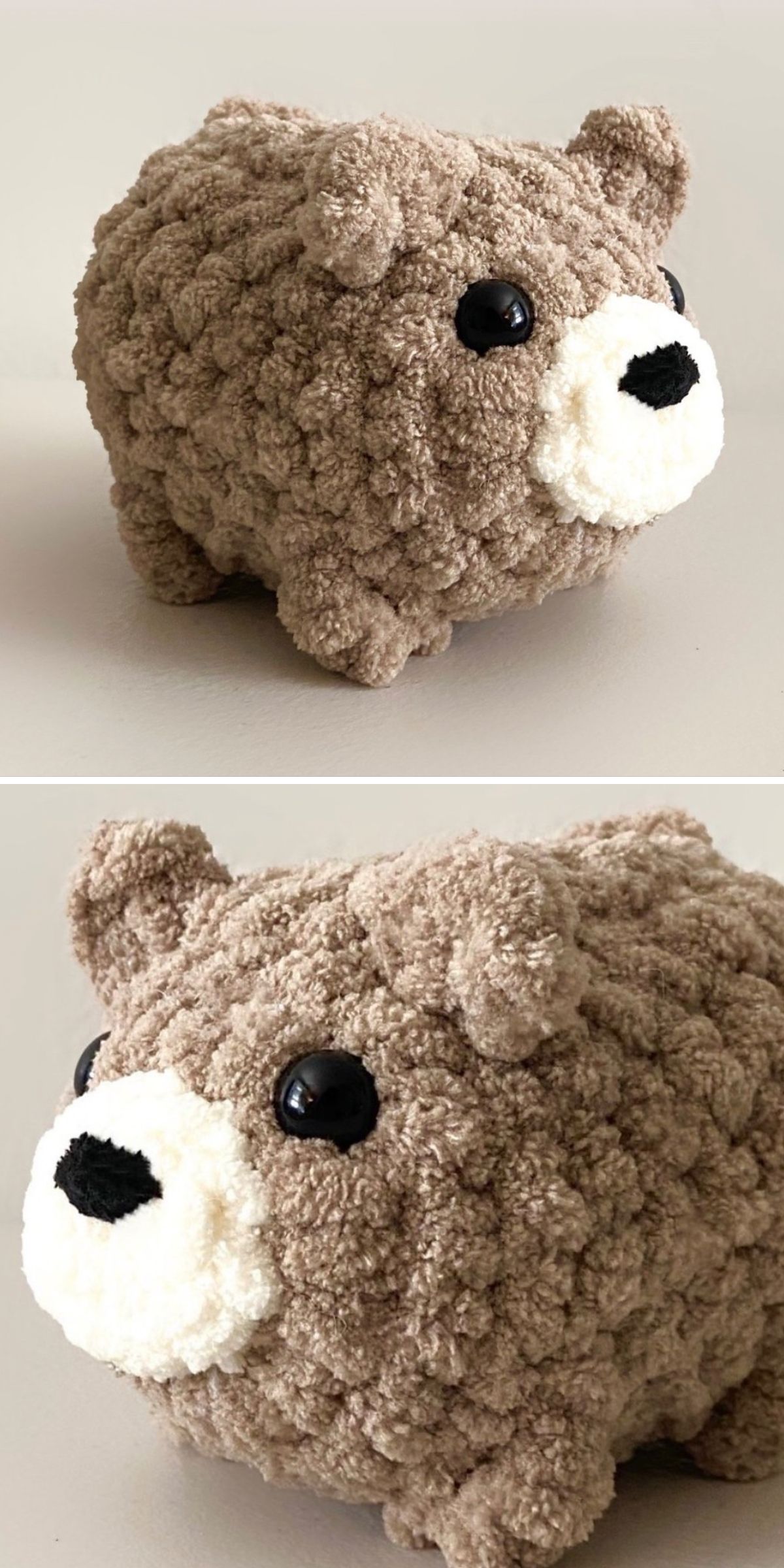 a small plush crochet bear 