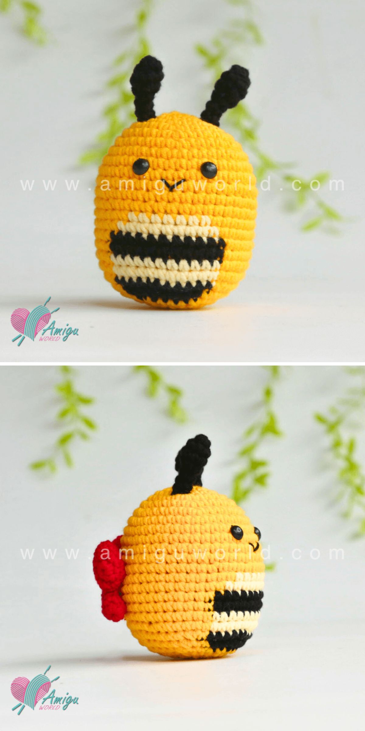 a round crochet bee amigurumi