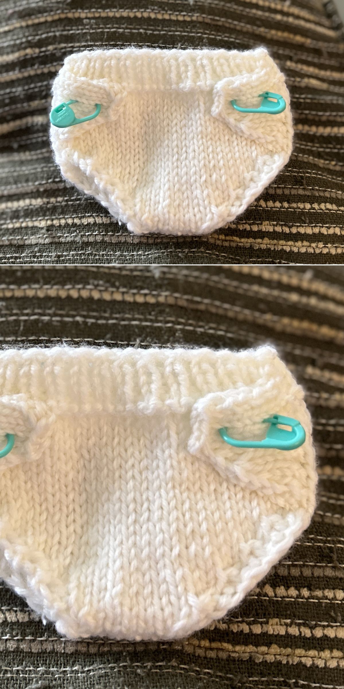 a knitted diaper for dolls