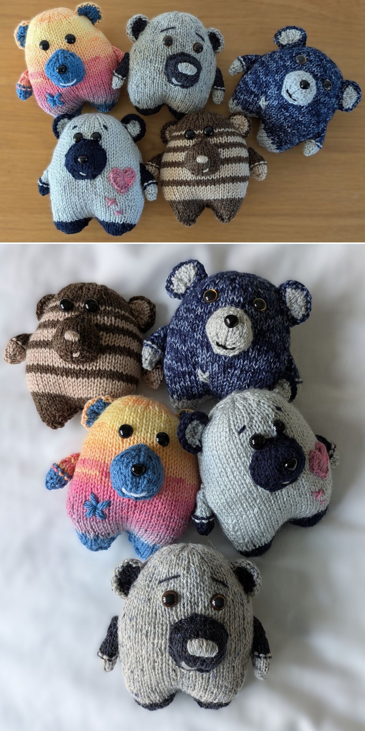 colorful knitted bears
