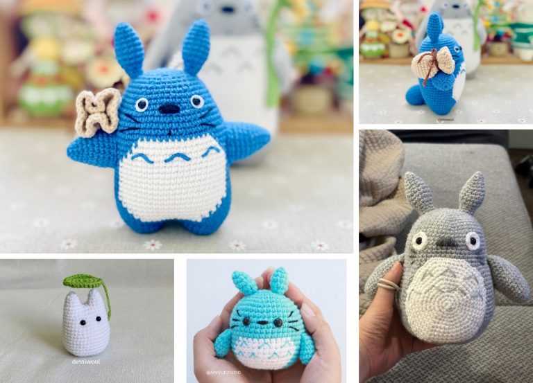 a collection of crochet Totoro Pokemon amigurumi toys