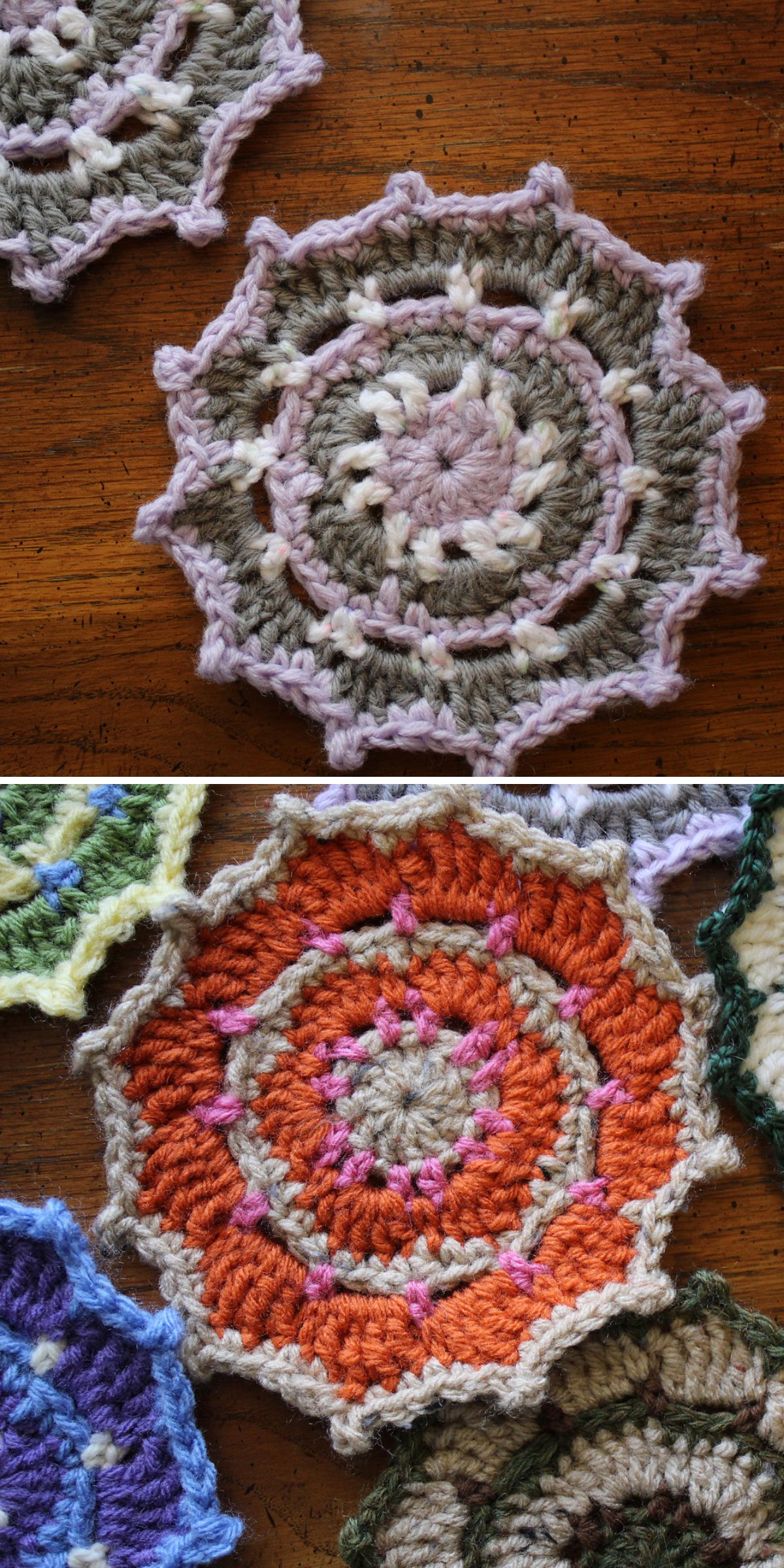colorful crochet coasters