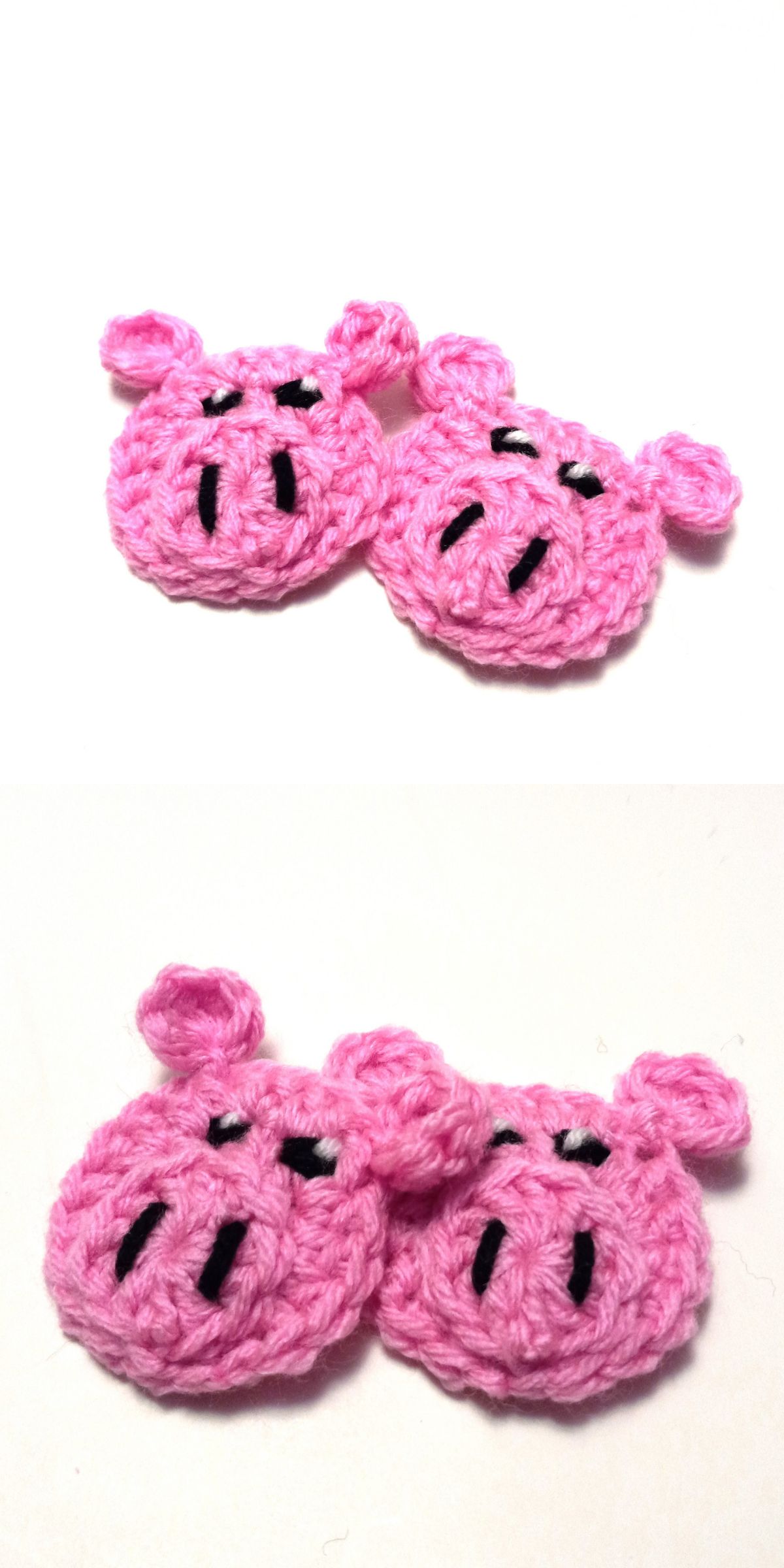 two little crochet pig appliques