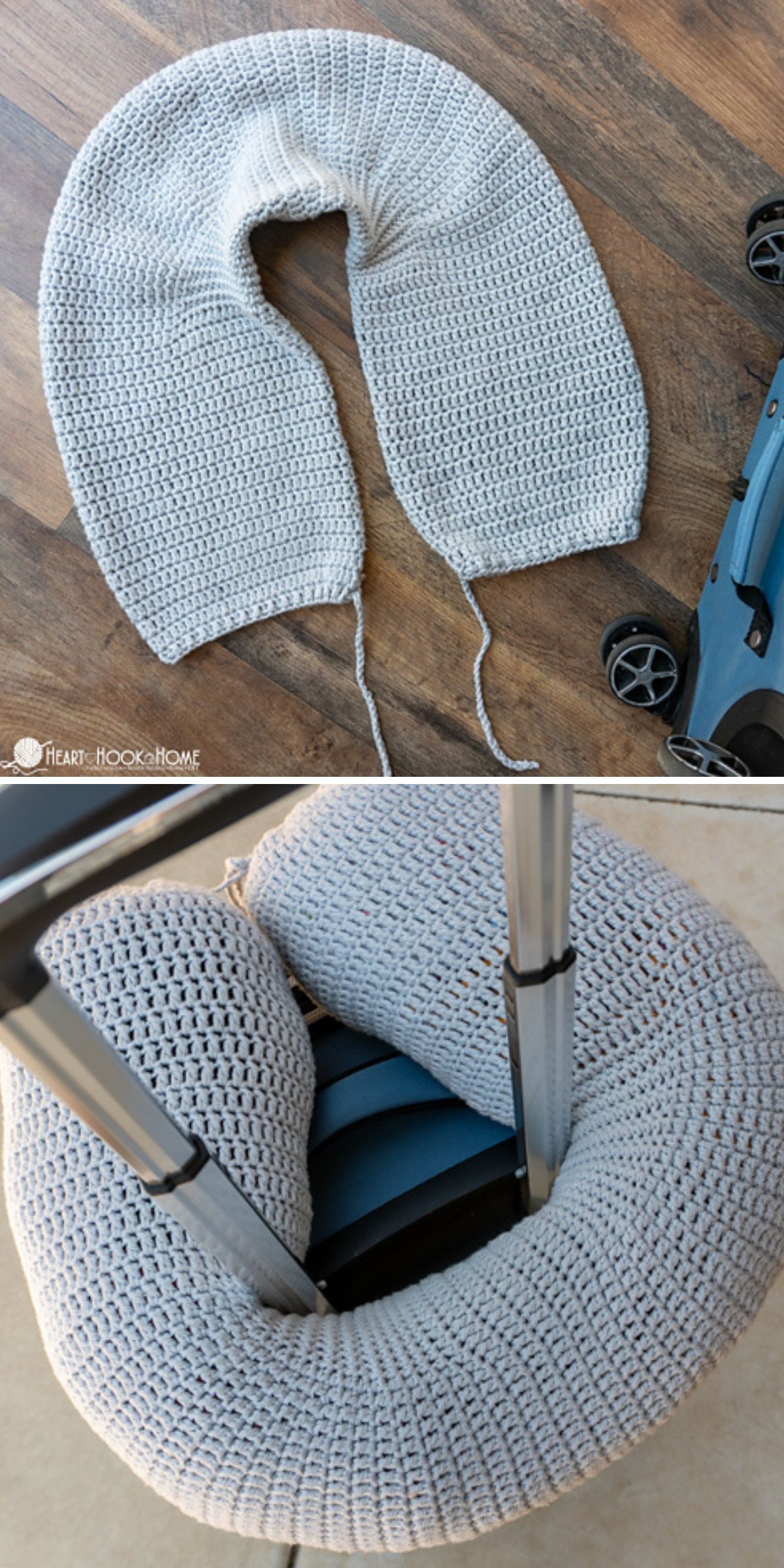 a U-shaped crochet travel pillow