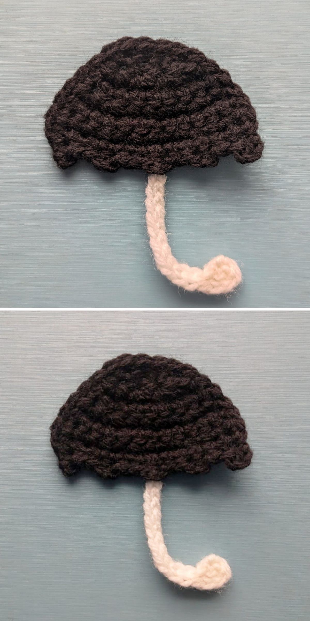 a crochet umbrella applique