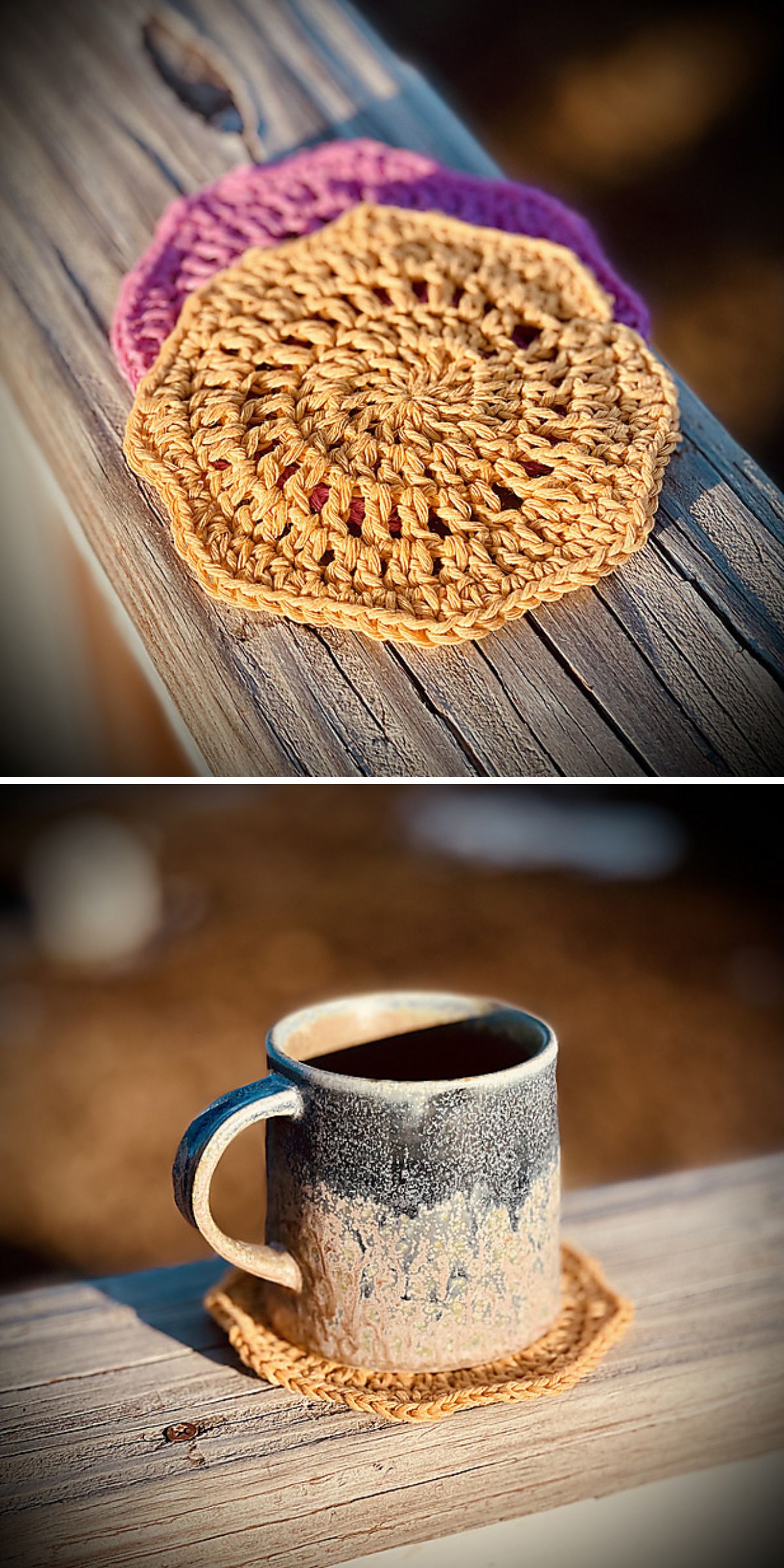 a round crochet coaster