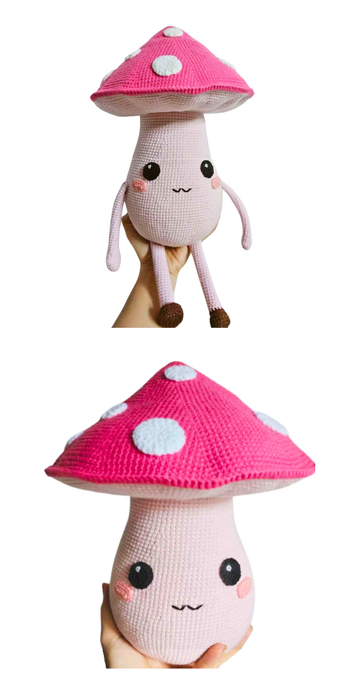 a large crochet mushroom plushie