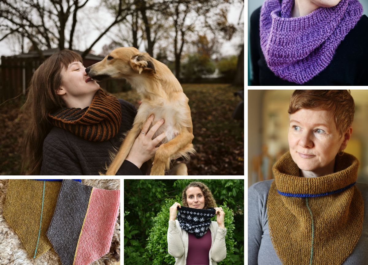 people wearing cozy knitted cowls