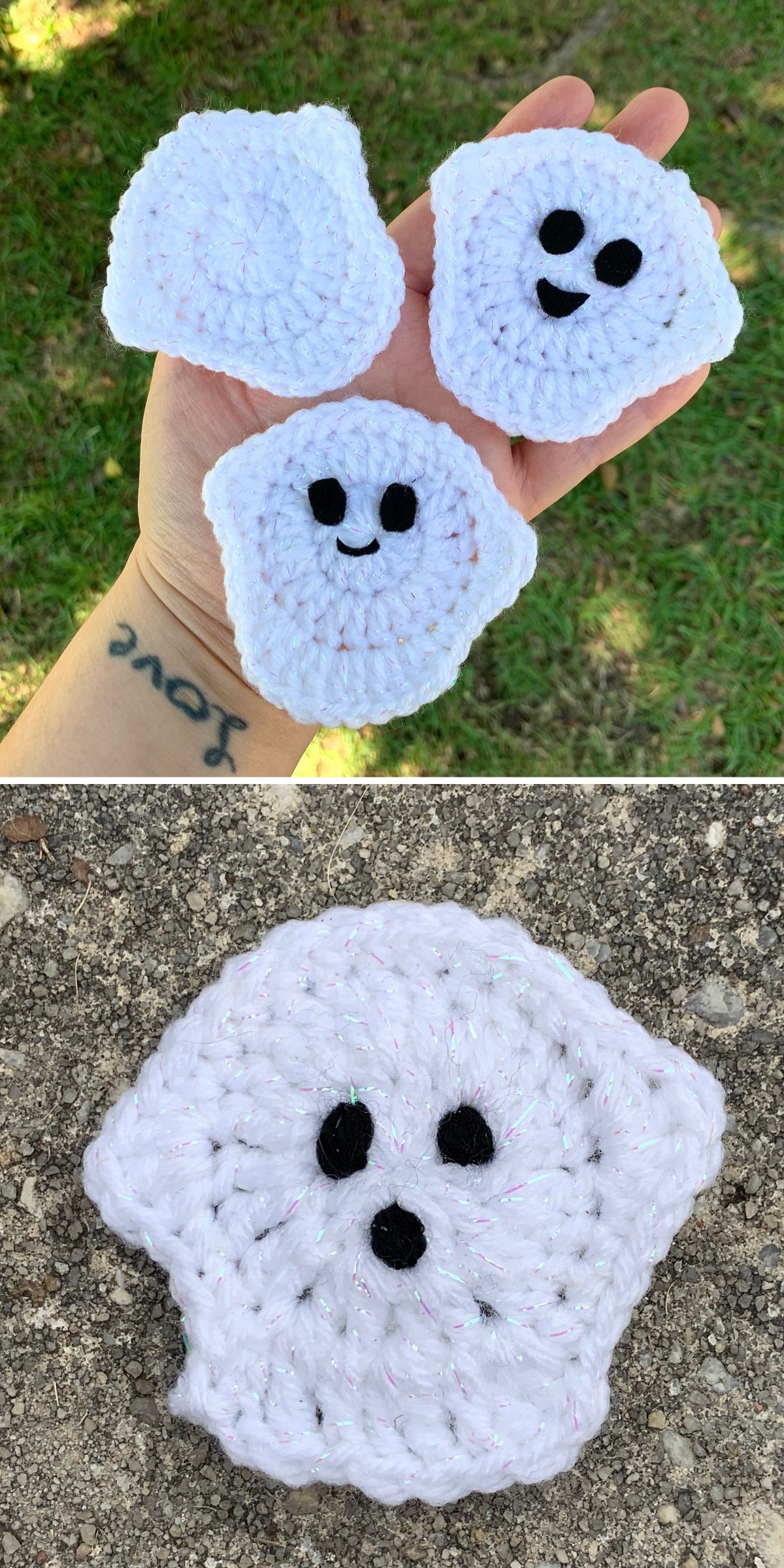 a small crochet ghost