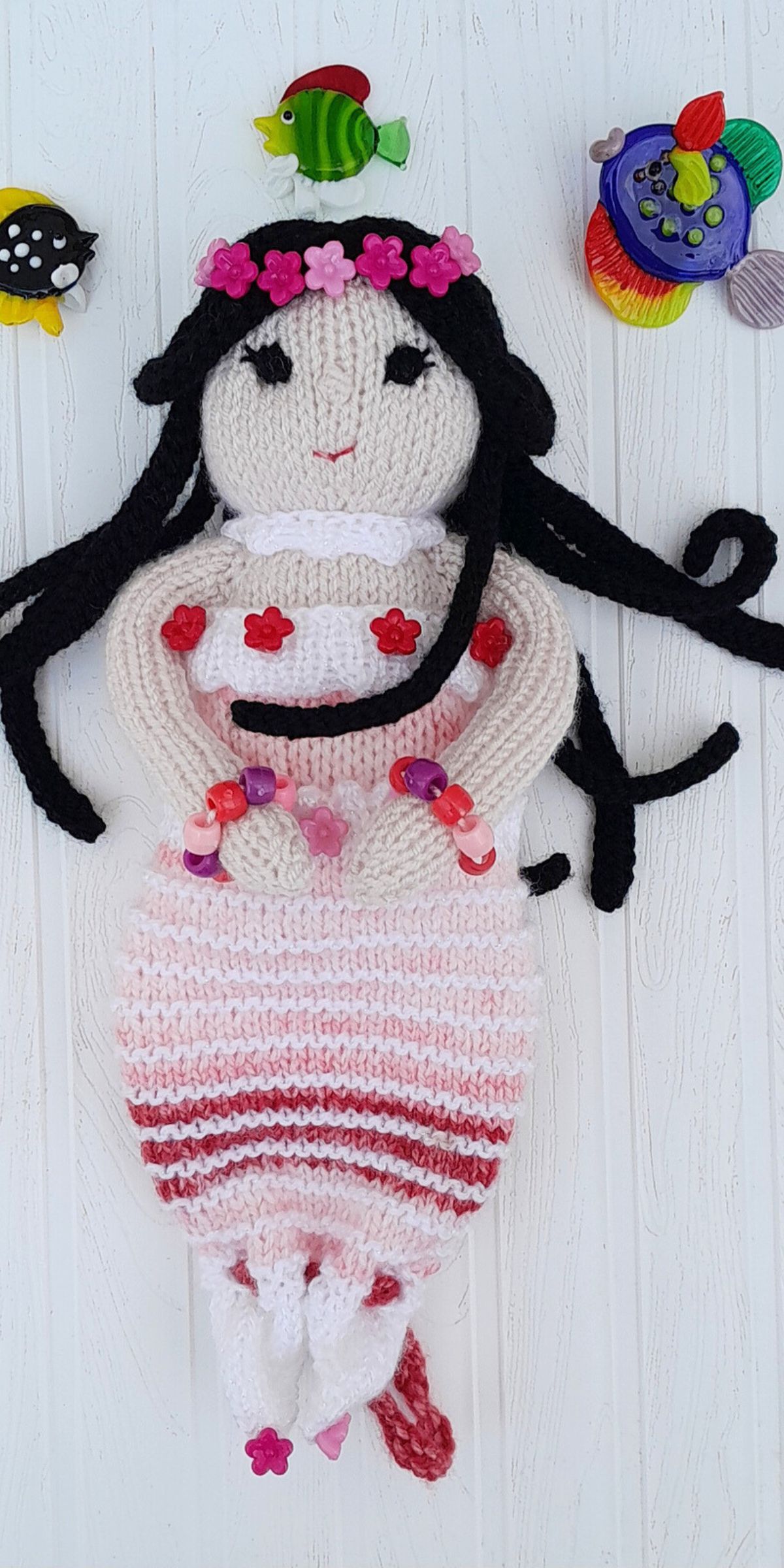 a knitted mermaid treat bag