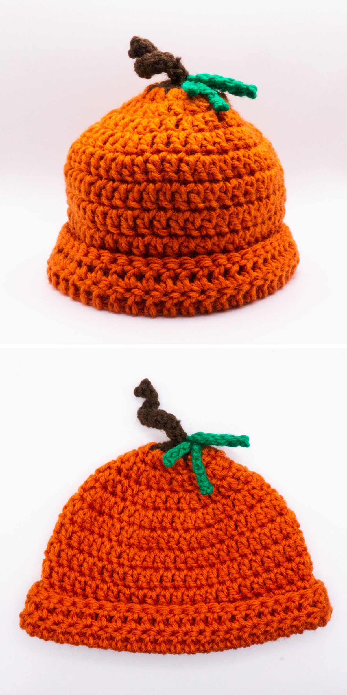 a crochet pumpkin-shaped hat