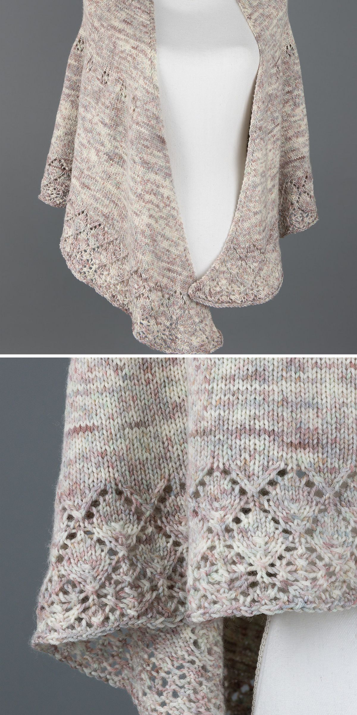 an elegant knitted shawl in a light color