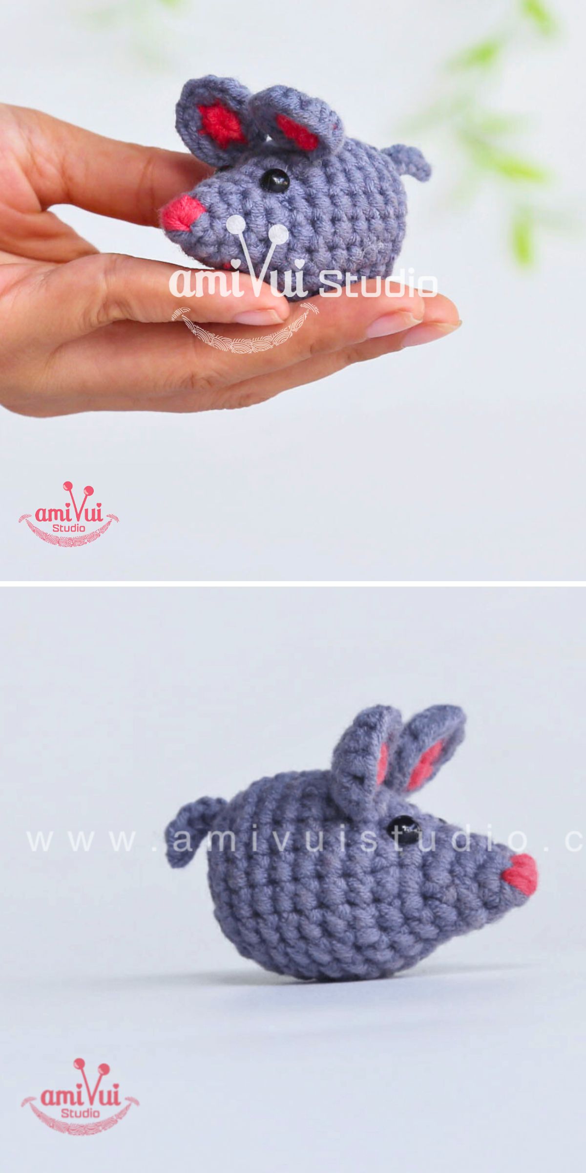 a small crochet mouse amigurumi
