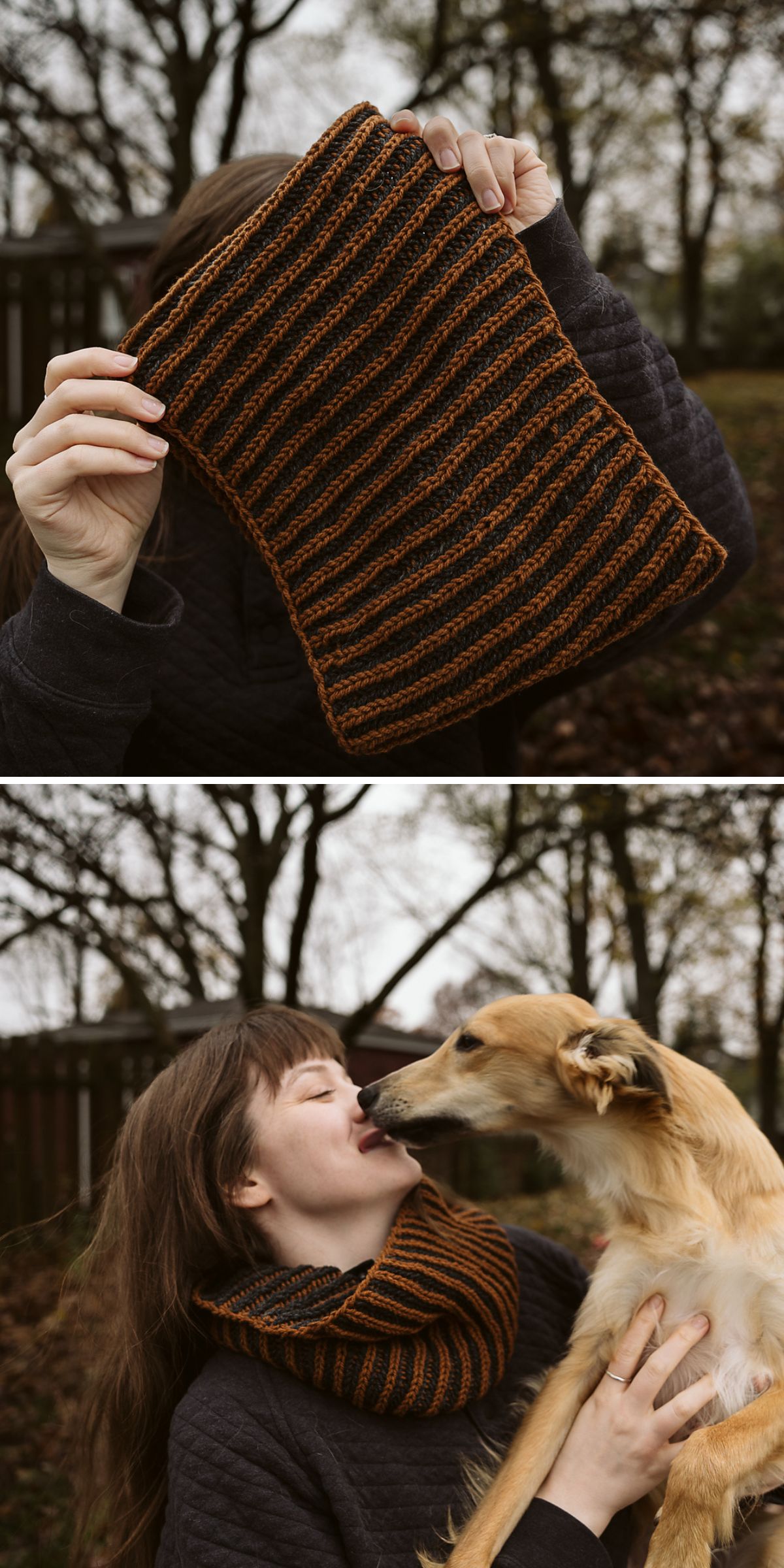 a stylish knitted cowl with a ribbed look