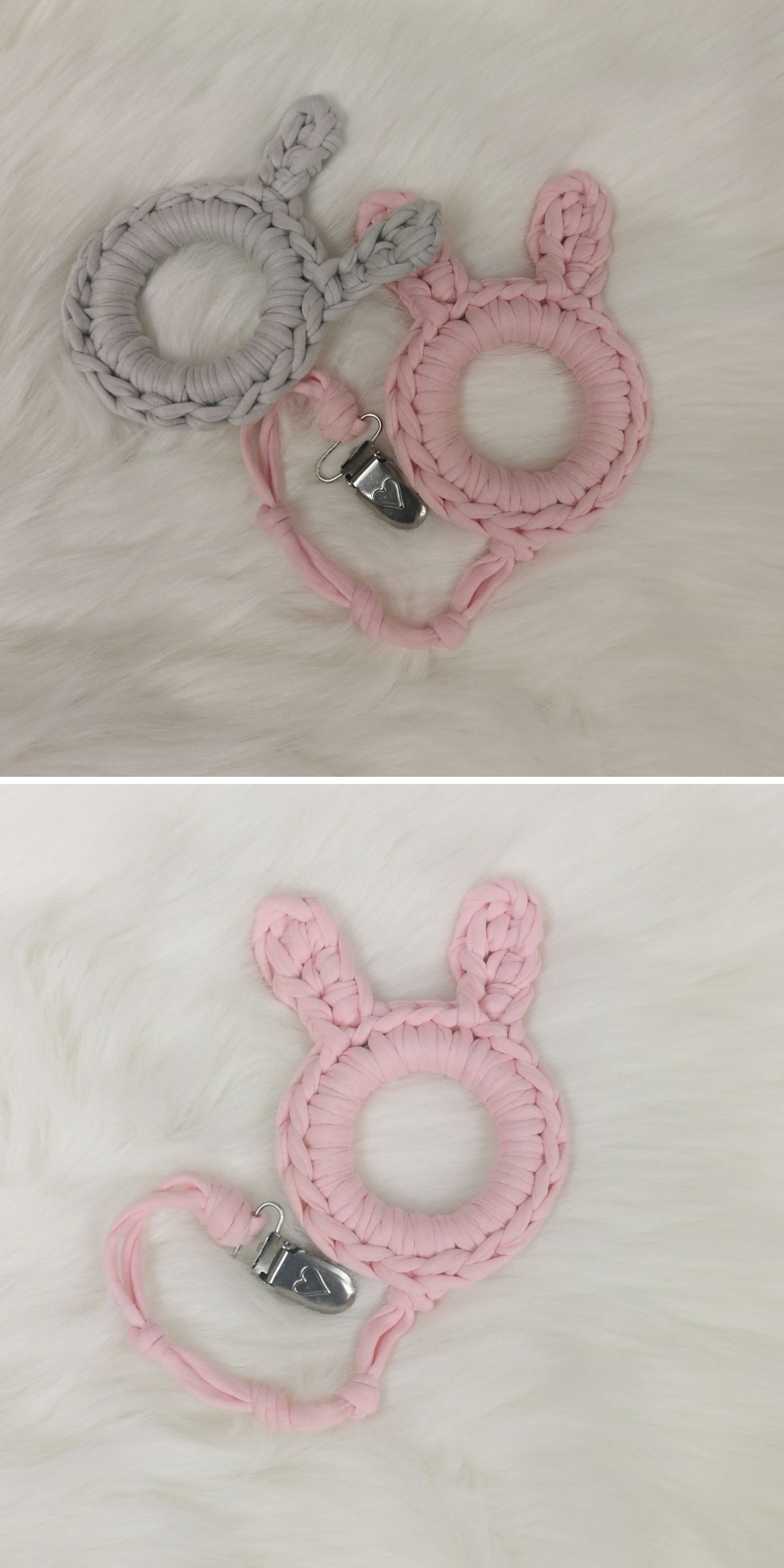 crochet baby teether in shape of bunny