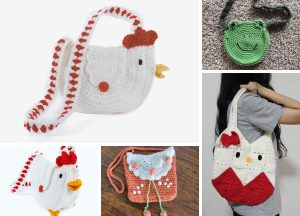 a collection featuring crochet bags for kids with playful designs