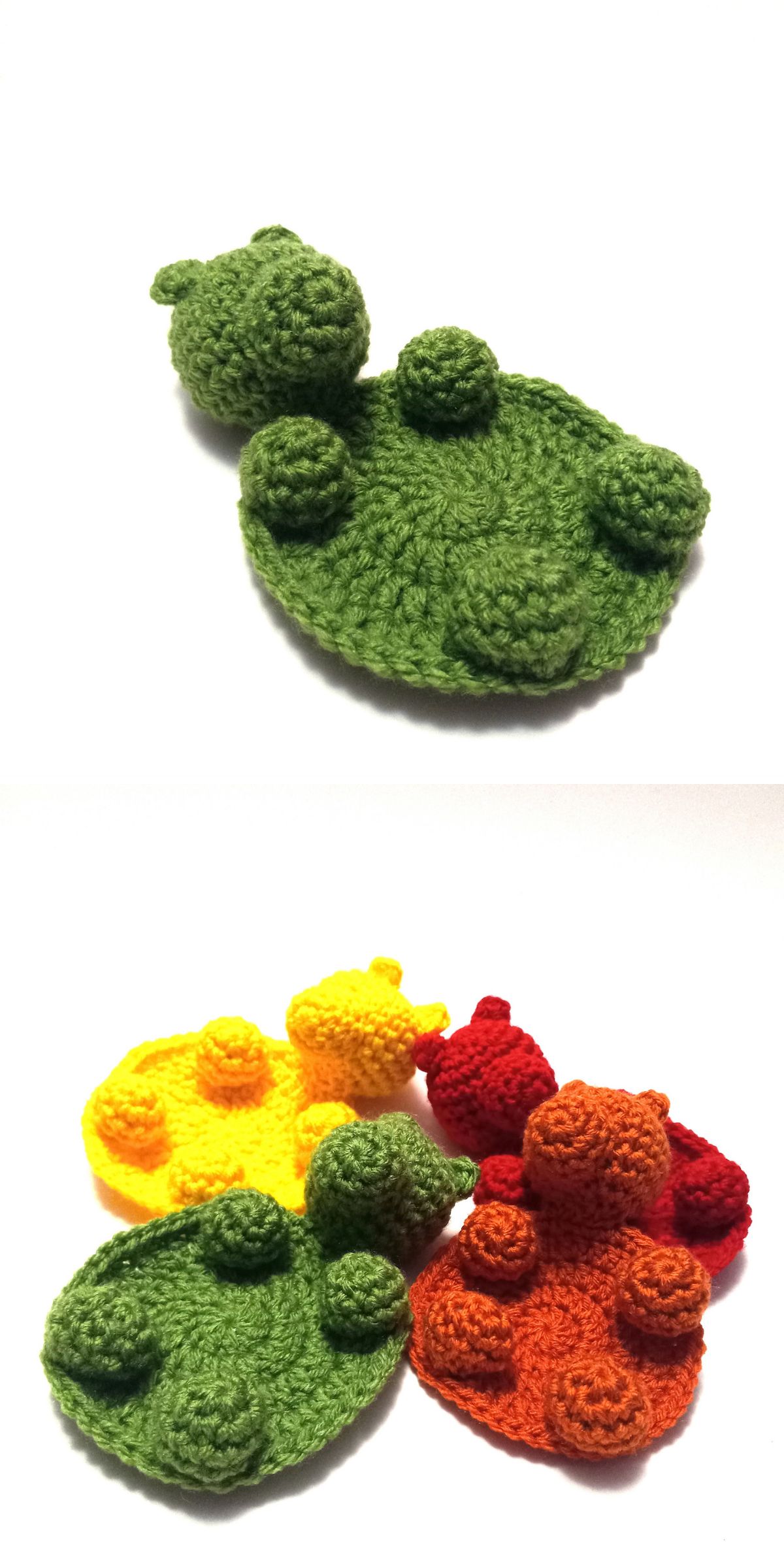 creative crochet coasters that resemble gummy bears