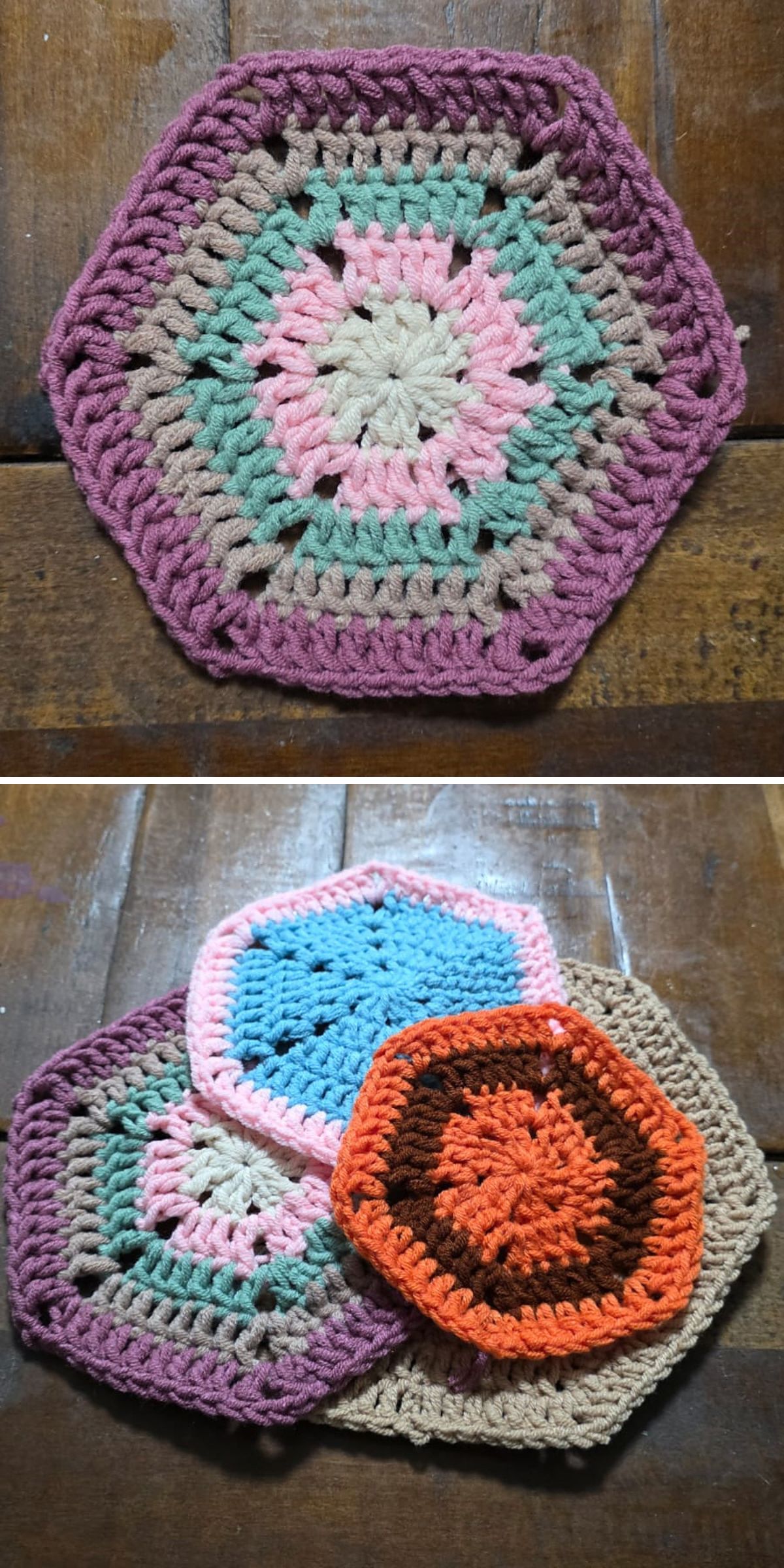crochet hexagon coasters