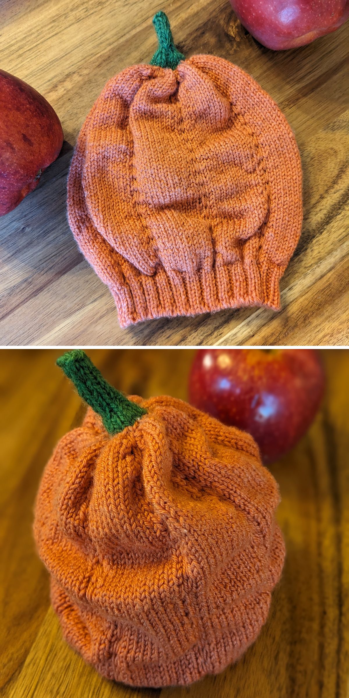 a pumpkin knit beanie