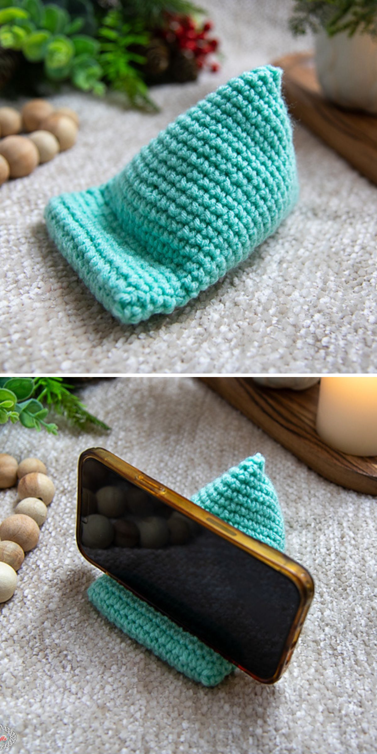 crocheted phone stand