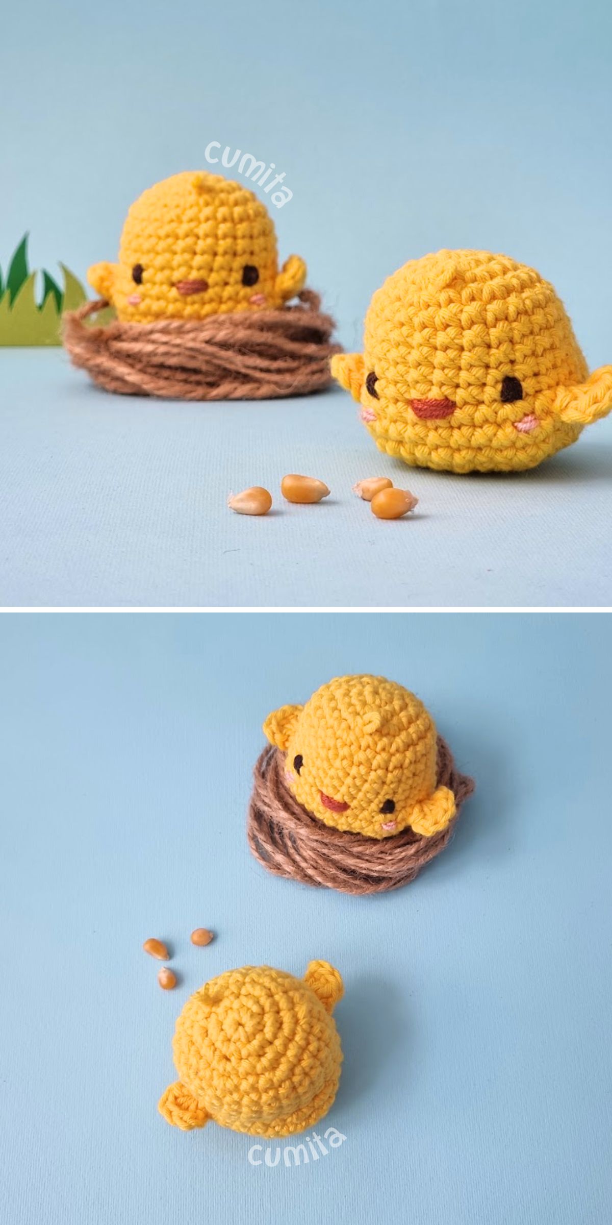 lovely yellow amigurumi chicks