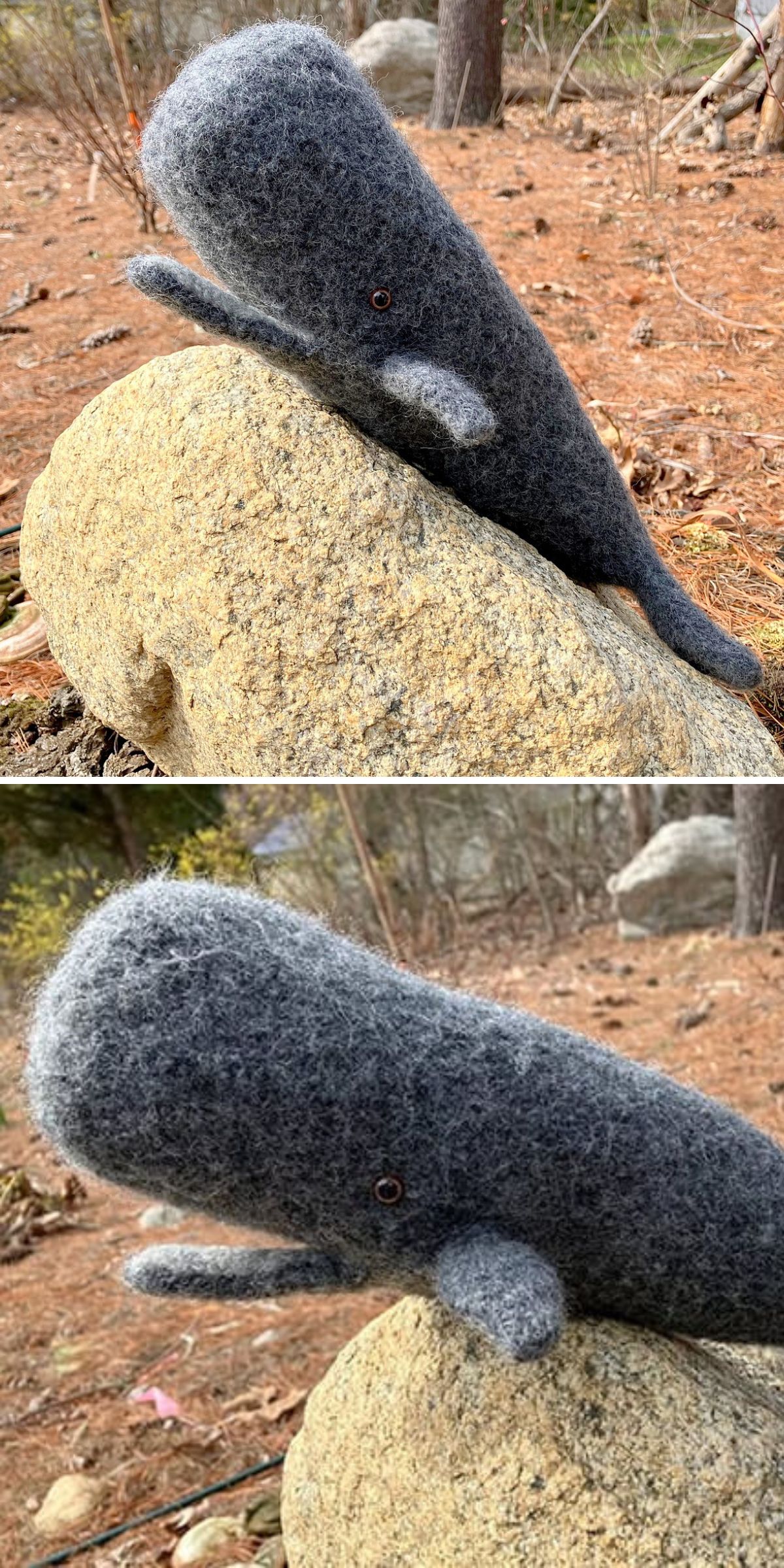 an adorable knitted whale toy