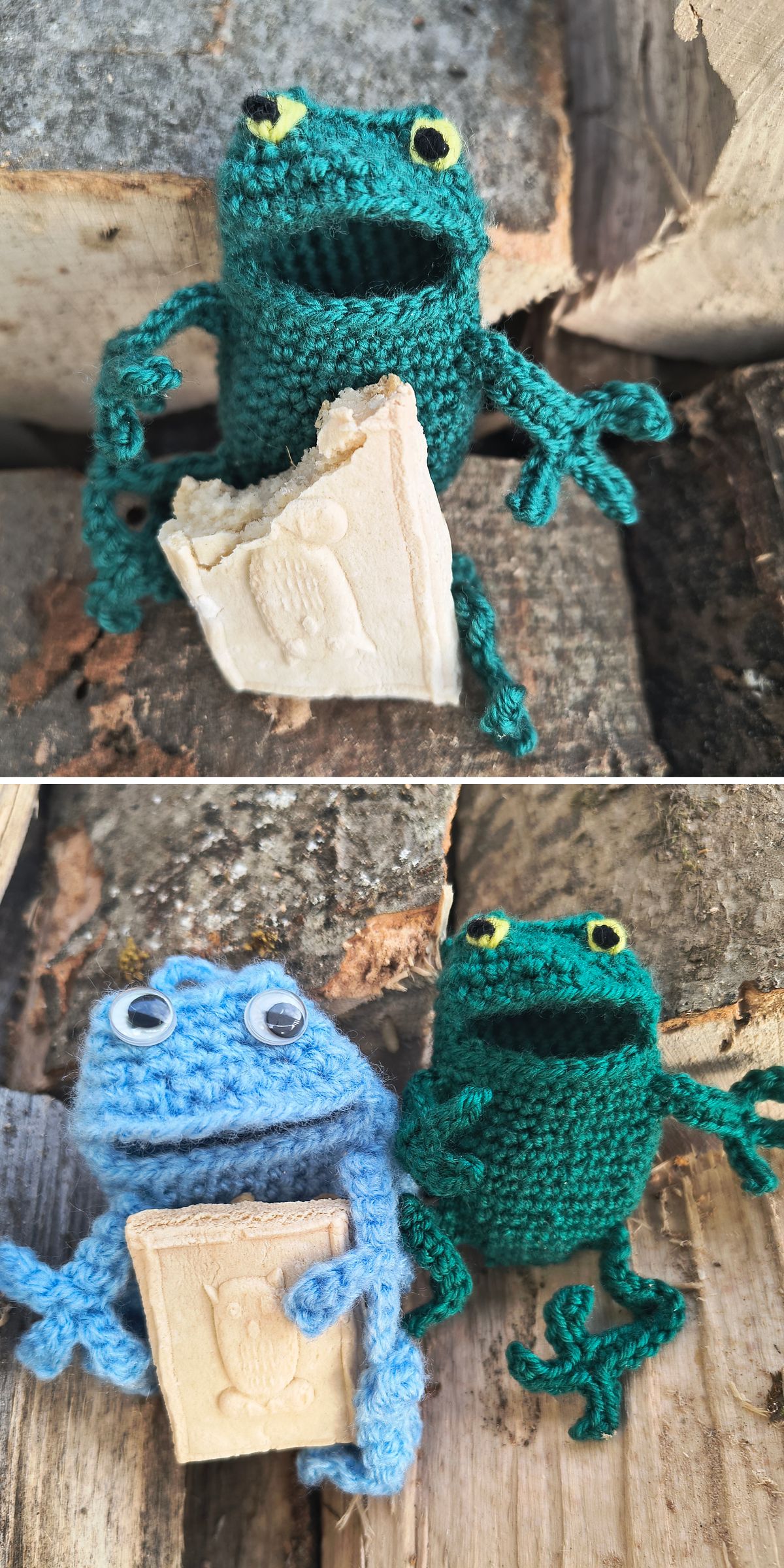 a cute mini crochet bag in shape of a frog