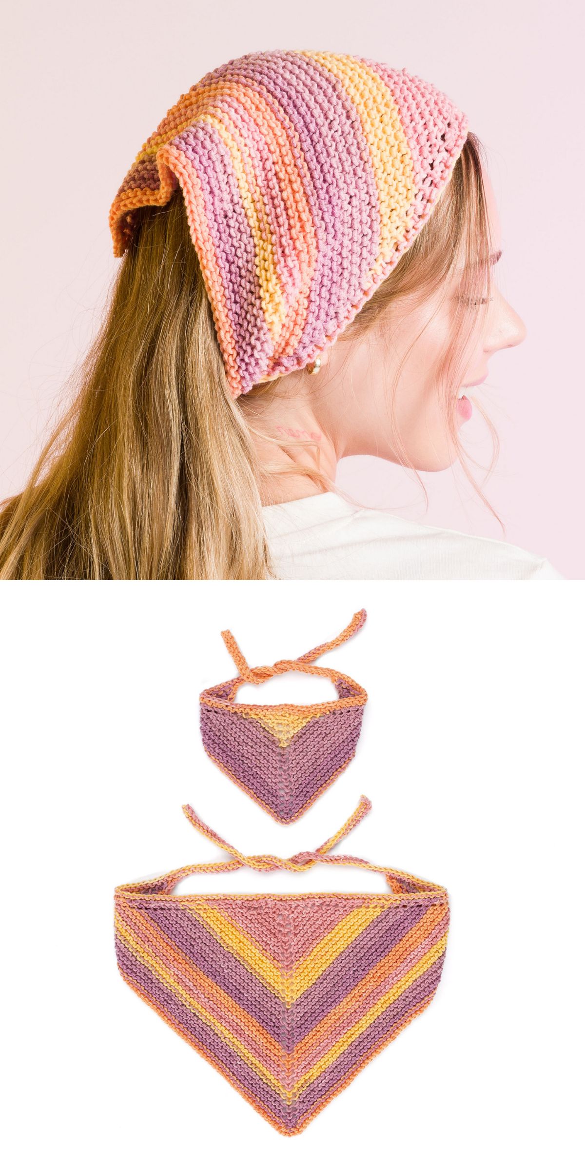 a lovely pink crochet kerchief in a gradient from light pink to lilac